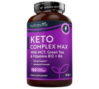 Nutravita Keto Complex Max - avec Vitamine B6 et B12-120 Gélules - 4 Mois | Avec Huile TCM, Thé Vert, Magnesium, Zinc & Chrome - Compatible Régimes Pauvres en Glucides & Cétogène (Keto)