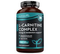 Nutravita L-Carnitine Vegan - Haute Dose Extra Fort - avec biotine, chrome, vitamine D, B3 & B6 - Pré-entraînement Sportif Energie Résistance - 150 capsules Végan - Métabolisme des macronutriments
