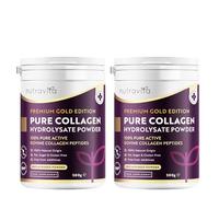 Nutravita Poudre de Collagene 500 g (lot de 2) - Premium Peptides de Collagène Hydrolysés de Type 1-50 Portions - Collagen Hydrolysat de Collagene Bovin avec 8 Acides Aminés - à Boire - Goût Neutre