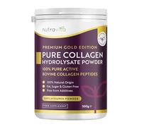 Nutravita Poudre de Collagene 500g - Premium Peptides de Collagène Hydrolysés de Type 1-50 Portions - Collagen Hydrolysat de Collagene Bovin avec 8 Acides Aminés - à Boire - Goût Neutre
