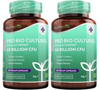 Nutravita Probiotique Flore Intestinale 60 milliards d'UFC - 2 x 60 gélules - 21 Souches Probiotiques et Prébiotiques - avec Inuline, Lactobacillus Gasseri, Lactobacillus Rhamnosus, Bifidobacterium
