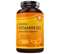 Nutravita Vitamine D 1000 UI - 365 Capsules Molles - Vitamine D3 Pour 1 Annéee Entière - Maintien d'un Système Immunitaire Sain, Os & Dents - Vitamin D 1000ui Cholecalciferol - Vitamines Adultes
