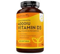 Nutravita Vitamine D 4000 IU - 400 Gélules Molles Faciles à Avaler | Vitamine D3 Cholécalciférol - Force Quadruple - Puissance maximale - Fabriqué au Royaume-Uni