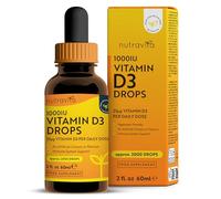 Nutravita Vitamine D3 Végétale - 1000 UI par goutte, 2000 UI par 2 gouttes - Vitamine D Flacon de 60ml - Dosage Facile - Cholécalciférol pour des os, dents, muscles & Système Immunitaire