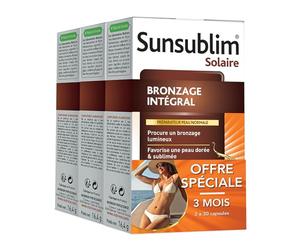 NUTREOV - Sunsublim Bronzage Intégral - Préparateur Bronzant Peau Normale - Complément Alimentaire à Base d’Actifs d’Origine Naturelle - 30 Capsules (lot de 3)