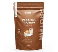 Nutri + 3K Vegan Cinnamon Cereal 1 kg - 3K shake protéiné - Poudre de protéine végétalienne sans lactose - Céréales à la Canelle 1000 g de poudre de protéines Pois Soja Tournesol