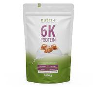 Nutri + 6K Poudre de protéines végétaliennes - Caramel salé - sachet de 1 kg - concentré protéique - sans sucre ou aspartame - avec les acides aminés