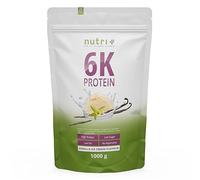 Nutri + 6K Poudre de protéines végétaliennes - Glace à la vanille - sachet de 1 kg - 82% de protéines - source de protéines végan - complèxe protéique