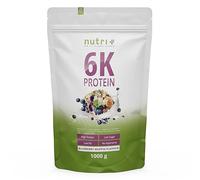 Nutri + 6K Poudre de protéines végétaliennes - Muffin aux myrtilles - sachet de 1 kg - six composants protéiques - avec d'isolat de protéines de pois