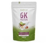 Nutri + 6K Poudre de protéines végétaliennes - Noisette - sachet de 1 kg - qualité premium de l'Allemagne - à haute dose - avec six sources de protéines
