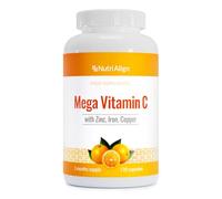 Nutri-Align Mega Vitamine C | 120 Capsules de Vitamin C Haute Teneur 1000 mg Vit C par portion - Vitamine C Zinc Fer Cuivre Supplément | Sans Gluten Sans Sucre | Fabriqué au Royaume-Uni
