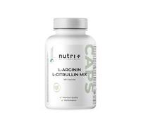Nutri + Arginine citrulline capsules - 360 caps hautement dosées + vegan - 3000mg L-citrulline malate + L-arginine base - musculation - qualité premium sans stéarate de magnésium