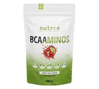 Nutri + BCAA Cherry Lime - Complexe d'acides aminés hautement dosé - BCAAminos Instant Powder Cerise vegan - Poudre d'acides aminés - 2:1:1 L-Leucine L-Isoleucine L-Valine 300 g