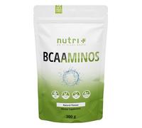 Nutri+ BCAA Poudre Neutre - BCAAminos hautement dosés sans édulcorant, sucre et additifs - Natural BCAA acides aminés essentiels - Poudre instantanée végétalienne sans arôme 300g