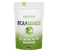 Nutri + BCAA Poudre Pomme Verte 300g - Complexe d'Acides Aminés hautement dosé - BCAA Instant Powder Vegan - BCAAminos Supplement - Green Apple Flavor - Préparation d'Acides Aminés