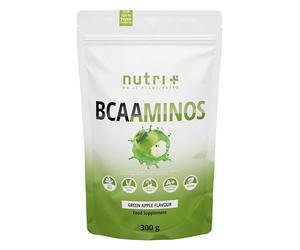 Nutri + BCAA Poudre Pomme Verte 300g - Complexe d'Acides Aminés hautement dosé - BCAA Instant Powder Vegan - BCAAminos Supplement - Green Apple Flavor - Préparation d'Acides Aminés