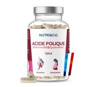 NUTRI & CO Acide Folique Quatrefolic® 400µg - Vitamine B9 Active & Bioactive - Haute Biodisponibilité - Grossesse, Conception, Énergie - 120 Gélules Vegan - Cure 4 Mois - Fabriqué en France