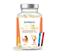 NUTRI & CO Acide Hyaluronique - Formule Anti-Age & Anti-Rides Efficace - Hydrate en Profondeur - Hydratation et Élasticité de la Peau - 60 gélules Vegan Made in France