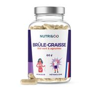 NUTRI & CO Brûle-Graisse Puissant & Naturel - Guarana + Agrumes - Perte de Poids Rapide & Efficace - Complément Alimentaire Minceur & Ventre Plat - Cure 1mois - 60 gélules Vegan Fabriqué en France