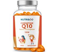 NUTRI & CO Coenzyme Q10 - Ubiquinone 200mg - CoQ10 + Vitamine C - Complément Alimentaire Peau Anti-Age & Anti-Rides - Santé Cardiovasculaire - 120 capsules Haute Absorption - Conditionné en France