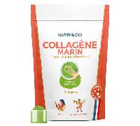 NUTRI & CO Collagene Marin Poudre Types 1, 2, 3 + Vitamine C, Breveté Naticol® & Cartydiss®, Peau Hydratée Soutien Articulaire, Peptides Hydrolysés 2000 DA, 180g Goût Matcha 30jrs, Fabriqué en France
