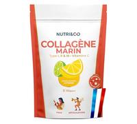 Nutri&Co Collagène marin en poudre Types 1, 2 & 3 + Vitamine C Goût Citron 180 g