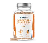 NUTRI&CO Cordyceps CS-4 50:1 & Vit C | Réduction de la Fatigue | 90 gél | CordycepsPrime™ | Titré Mannitol & Adénosine | Vegan | Fabriqué en France