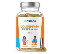 NUTRI & CO Coupe-Faim Puissant & Efficace DNF-10® & Caroube - 2en1 Réduction d'Appétit & Satiété - Complément Alimentaire Perte de Poids Minceur - Cure 1mois - 60 gélules Vegan - Fabriqué en France
