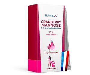 NUTRI&CO Cranberry D-Mannose + Hibiscus | Confort Urinaire | 10 Sticks | Flore Intime | Cure Naturelle de 5 jrs | Dosage Efficace | Poudre Arôme Cerise | Fabriqué en France