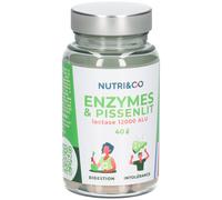 Nutri&Co Enzymes digestives & pissenlit – 12000 UI lactase – Confort digestif – 40 gélules vegan