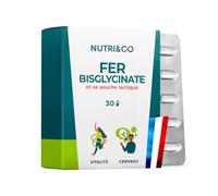 Nutri&Co Complément Fer bisglycinate Haute absorption Vitamine C & souche lactique végan 30 gélules