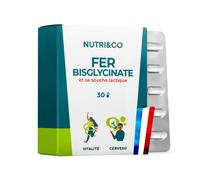 Nutri&Co Complément Fer bisglycinate Haute absorption Vitamine C & souche lactique végan 30 gélules