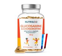 NUTRI & CO Glucosamine & Chondroïtine™ + Vitamine C - Anti-inflammatoire, Soulagement des Articulations et Soutien Osseux - Haute absorption - 90 gélules Végan - Fabriquée en France