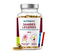 Nutri&Co Complément Jambes Légères brevetée – Vigne rouge & Marronnier – 60 gélules Vegan