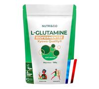 NUTRI & CO L-Glutamine en poudre Bio-fermentée - Végétale & 100% pure, 5000mg - Acide Aminé Musculation & Récupération - 150g Goût Neutre - Vegan - Fabriqué en France