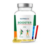 NUTRI & CO Le Booster - Anti Fatigue Puissant - Caféine Caffshock® 400 mg (Café Vert + Guarana + Thé Vert + Maté) & Panax Ginseng Blanc - Énergie & Concentration - 40 gélules Vegan - Made in France