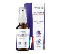 NUTRI&CO Mélatonine 1,9mg | Endormissement Sommeil Flash | Spray Vegan 20ml | Action Rapide 30min | Aubépine Mélisse Valériane | Arôme Naturel Vanille | Fabriqué en France