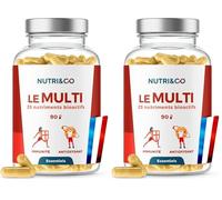 NUTRI & CO Multivitamines et Minéraux 25 Nutriments - Vitamines A B C D3 E K2 + Minéraux dont Magnésium et Zinc - Haute Absorption - 90 Gélules Vegan Friendly Conditionné en France (Lot de 2)