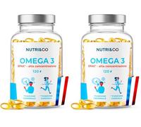 NUTRI & CO Omega 3 Huile de Poissons Sauvages EPAX®, Haute Concentration EPA DHA & Vitamine E - Issu de Pêche Durable & Huile de Poisson Pure, 120 capsules Anti Oxydation, Made in France (Lot de 2)