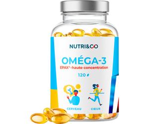 Nutri&Co Oméga3 Huile De Poissons Sauvages EPAX Haute Concentration 120 Gélules