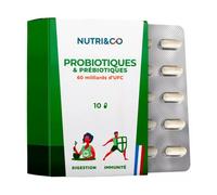 Nutri&Co Probio Pré et Probiotiques pour Flore Intestinale 10 gélules