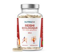 NUTRI&CO Reishi BIO | Extrait Titré 70% Bêta-Glucanes | 60 gél | Breveté Immulink MBG® | Défenses Naturelles & Immunité | Vegan | Fabriqué en France