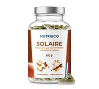 NUTRI&CO Solaire | 2 en 1 : Préparateur & Accélérateur de Bronzage | 60 Gél | Teint Naturel sans Autobronzant ni Bêta-Carotène | Fabriqué en France