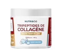 NUTRI & CO Tripeptides de Collagène + Vitamine C - Peptides Premium Biodisponibles 1000 DA - Peau & Articulations - Morikol®, Solugel® Supra & Cartidyss® - 100g Goût Neutre 30jrs, Fabriqué en France