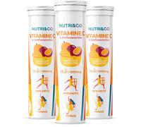 NUTRI & CO Vitamine C 1000mg & Bioflavonoïdes - 45 jours - 100% Pure & Clean - Goût Mangue-Passion - Lot de 3x 15 comprimés effervescents Vegan