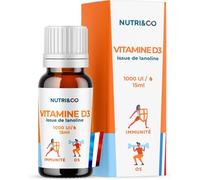 Nutri&Co Vitamine D3 issue de lanoline 1000 UI par goutte - Flacon 15 ml