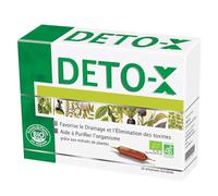 NUTRI EXPERT - Deto-X -Complément alimentaire BIO à base d'extraits d'Artichaut, Fenouil, Ortie, Bardane, Frêne, Thé Vert & Mélisse - Favorise le drainage et l'élimination des toxines - 20 ampoules