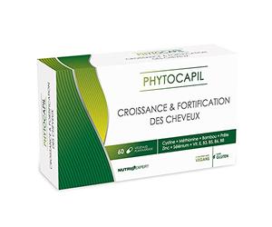 NUTRI EXPERT - Phytocapil - Complément Alimentaire à Base de Plantes, Vitamines, Minéraux et Acides Aminés - Croissance et Fortification des Cheveux - Convient aux Végans - 60 Gélules Végétales