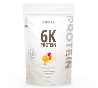 Nutri + High Protein Powder Mangue et Pêche 6k - 1kg Poudre de Protéines Mango Peach - sans Lactose - pour le Développement musculaire sans Sucre