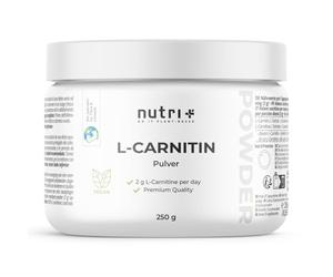 Nutri + L-CARNITINE en Poudre - 100% pure L-Carnitine Tartrate Powder 250g - 3000mg de Carnitin par Portion sans Additifs - vegan